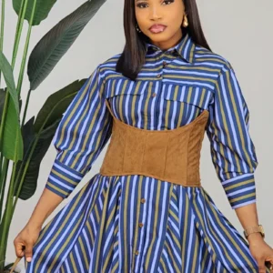 MULTI STRIPE & CORSET DRESS SET 2621 - Image 3