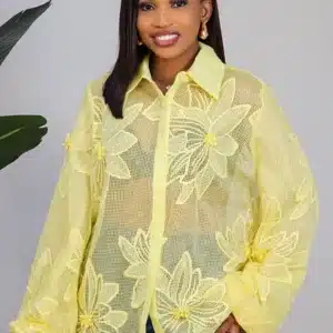 NET FLORAL BUBBLE LONG SLEEVE SHIRT 0704A - Image 3