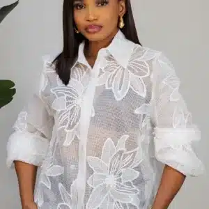 NET FLORAL BUBBLE LONG SLEEVE SHIRT 0704A - Image 2