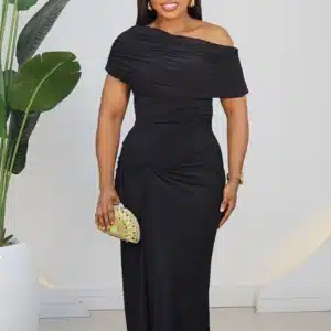 PLEAT CAPE RUCH EVENING DRESS 2632 - Image 4