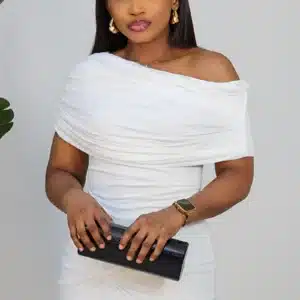 PLEAT CAPE RUCH EVENING DRESS 2632 - Image 5