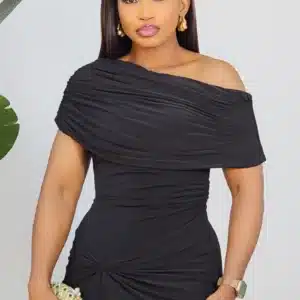 PLEAT CAPE RUCH EVENING DRESS 2632 - Image 8