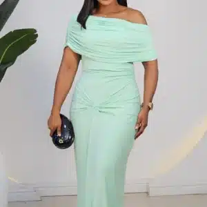 PLEAT CAPE RUCH EVENING DRESS 2632 - Image 2