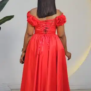 RUFFLE CHEST LACE UP BACK SKATER DRESS 6183 - Image 6
