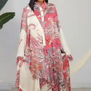 SCARF PRINT ASYMMETRIC LAYERS SWING DRESS 0704A