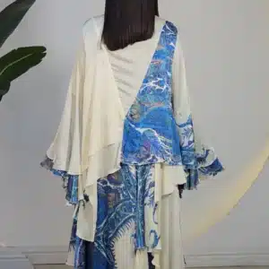 SCARF PRINT ASYMMETRIC LAYERS SWING DRESS 0704A - Image 6