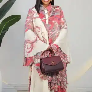 SCARF PRINT ASYMMETRIC LAYERS SWING DRESS 0704A - Image 3