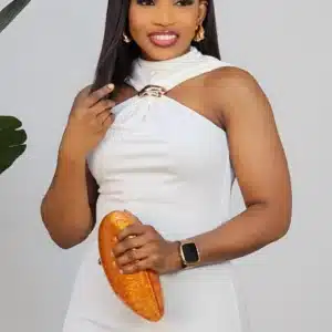 SLEEVELESS HIGH NECK BROOCH EVENING DRESS 2618 - Image 4