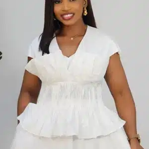 SMOKEY WAIST TOP & FLARE MIDI SKIRT 6184 - Image 5