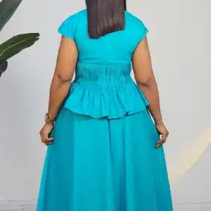 SMOKEY WAIST TOP & FLARE MIDI SKIRT 6184 - Image 9