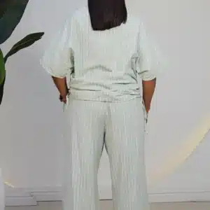 STRIPE DOUBLE SIDE RUCH TOP & PANT SET 6048 - Image 9