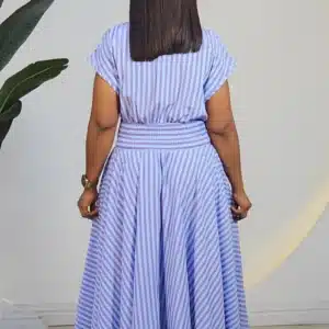 STRIPE SMOKEY WAIST ANKLE DRESS 6022 - Image 7