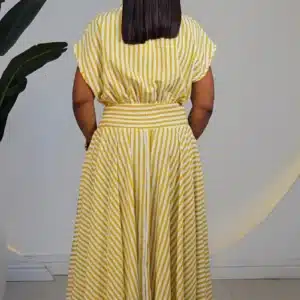 STRIPE SMOKEY WAIST ANKLE DRESS 6022 - Image 6