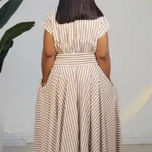 STRIPE SMOKEY WAIST ANKLE DRESS 6022 - Image 8