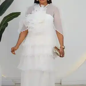 THIN PLEAT ROSE CHEST LAYERS MIDI DRESS 9210 - Image 2