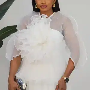 THIN PLEAT ROSE CHEST LAYERS MIDI DRESS 9210 - Image 5