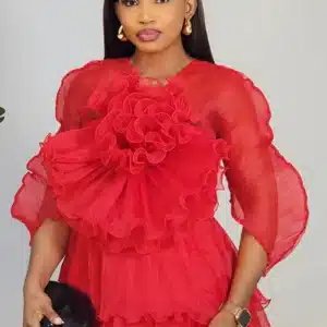 THIN PLEAT ROSE CHEST LAYERS MIDI DRESS 9210 - Image 4