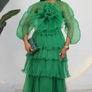 THIN PLEAT ROSE CHEST LAYERS MIDI DRESS 9210 - Image 3