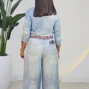 TIE PRINT MESH TOP & JEAN SET 2704 - Image 3