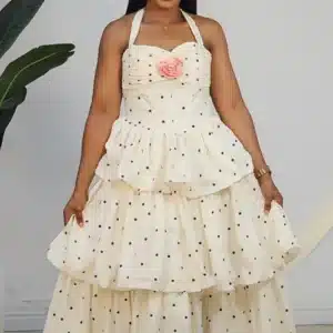 TRIPLE LAYERS HALTER NECK POLKA DOT DRESS 101