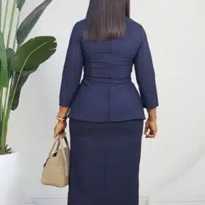 CASEMENT FRONT SLIT HIGH NECK PEPLUM DRESS L911 - Image 8