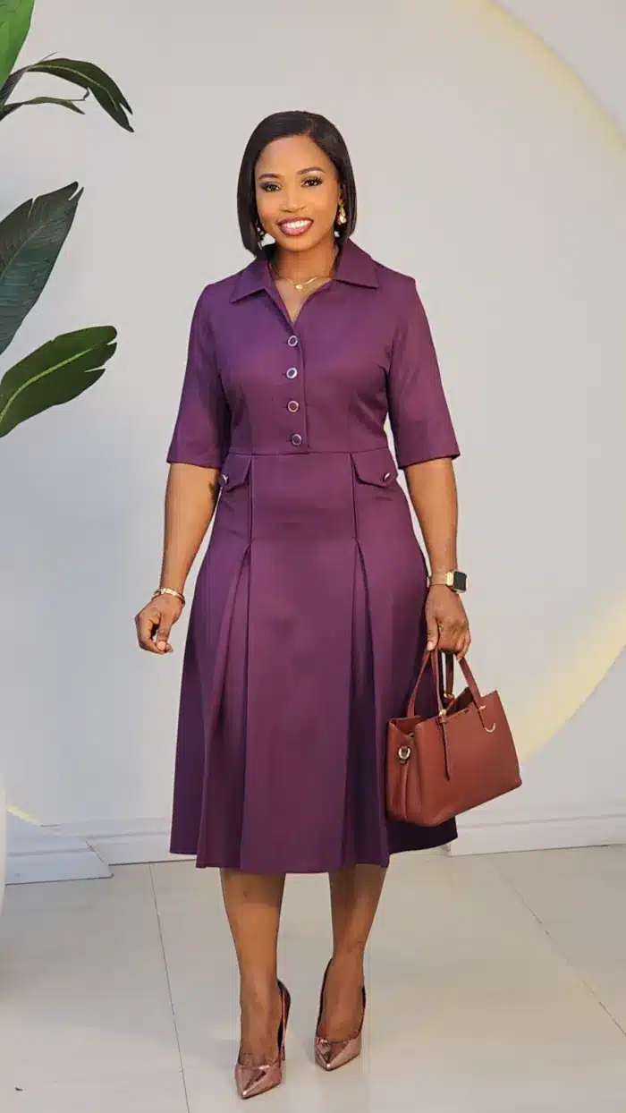CASEMENT PLEAT CHEST BUTTON DRESS 6550