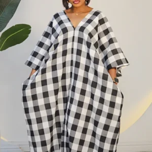 CHECKERS DRAFT LINEN ABAYA 60191 - Image 3
