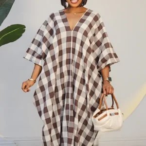 CHECKERS DRAFT LINEN ABAYA 60191 - Image 4