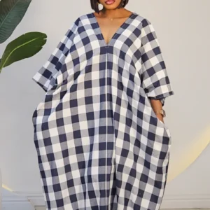 CHECKERS DRAFT LINEN ABAYA 60191 - Image 2