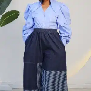 DENIM STRIPE HEM CULOTTES 80636