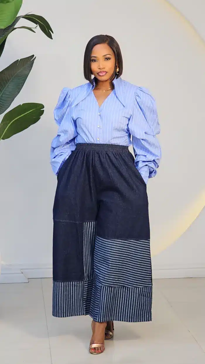 DENIM STRIPE HEM CULOTTES 80636