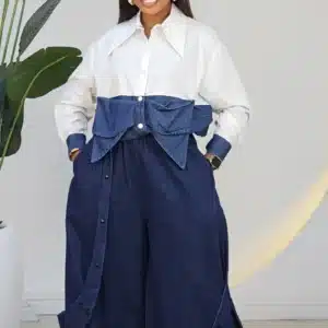 DRAPE BUTTON DETAIL CULOTTES JEAN 80556