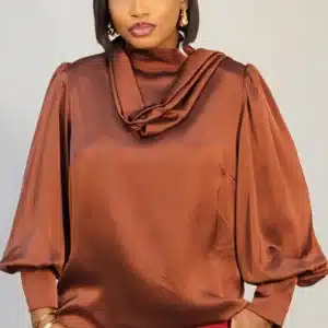 DRAPE NECK PUFF SLEEVE TOP 2205A - Image 2
