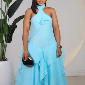 HALTER NECK ASYMMETRIC LAYER DRESS 873 - Image 2