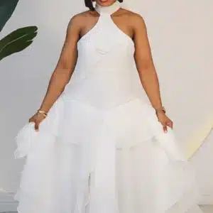 HALTER NECK ASYMMETRIC LAYER DRESS 873
