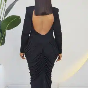 HIGH NECK CROSS OPEN BACK EVENING DRESS 1305 - Image 6