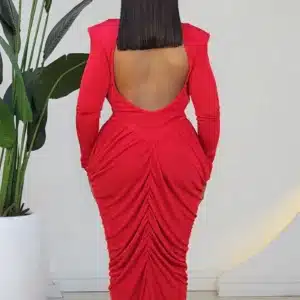 HIGH NECK CROSS OPEN BACK EVENING DRESS 1305 - Image 5