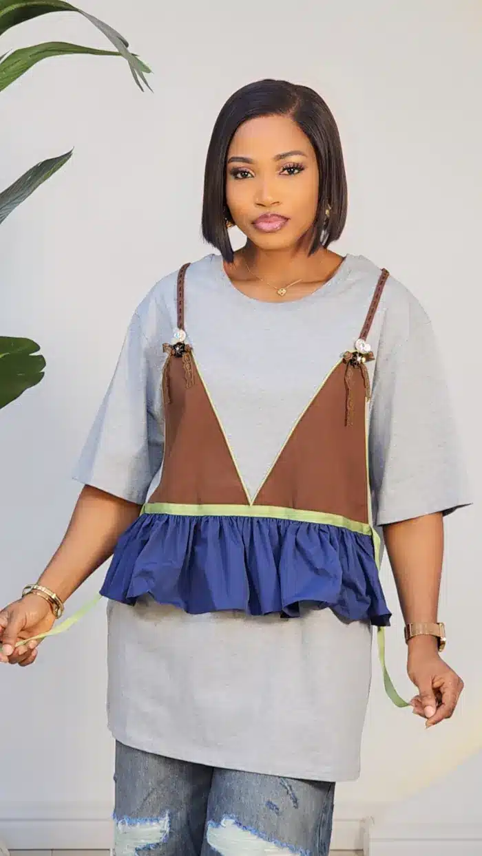 ILLUSION FRONT SPAG OVERSIZED TSHIRT W260171
