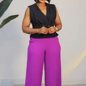 ONE BUTTON PALAZZO PANT 2811