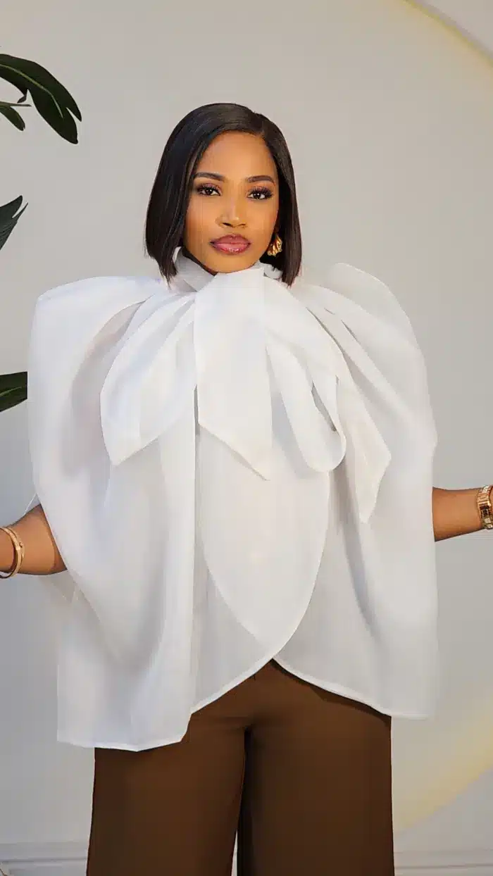 ORGANZA PONCHO KNOT TIE TOP 1505A