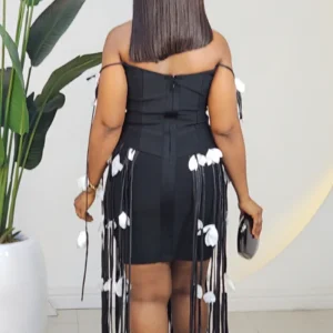 SPAG BANDAGE FRINGE ROSE PATCH DRESS 0205A - Image 3