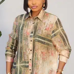 STUD FRONT PATTERN SHIRT 8903