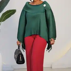 TASSOL DETAIL MIYAKI COWL PONCHO TOP 2792 - Image 7