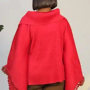 TASSOL DETAIL MIYAKI COWL PONCHO TOP 2792 - Image 14