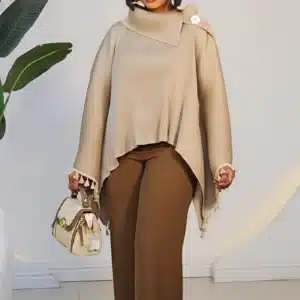 TASSOL DETAIL MIYAKI COWL PONCHO TOP 2792 - Image 10