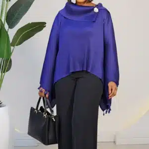 TASSOL DETAIL MIYAKI COWL PONCHO TOP 2792 - Image 6