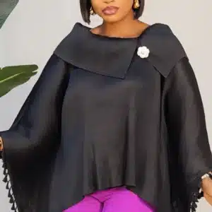 TASSOL DETAIL MIYAKI COWL PONCHO TOP 2792 - Image 3