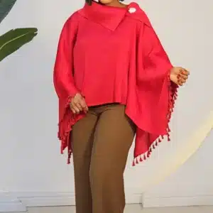 TASSOL DETAIL MIYAKI COWL PONCHO TOP 2792 - Image 9