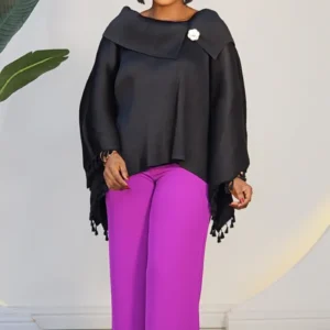 TASSOL DETAIL MIYAKI COWL PONCHO TOP 2792 - Image 8