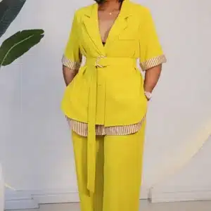 TURN UP STRIPE INNER SHIRT & PANT SET 355